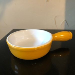 Emile Henry small yellow fondue pot